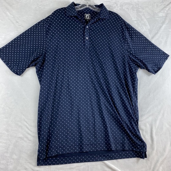 Footjoy Polo Shirt Men Sz XL Blue‎ All Over Print Golf Resort Short Sleeve - Picture 2 of 10
